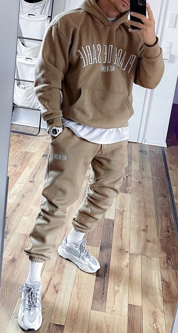 Beige Hoodie Set